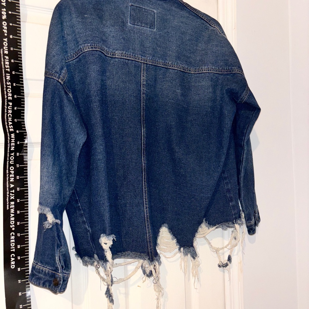 Distressed Denim Jacket brand new nwot rare thrashed ladies M - Picture 9 of 15